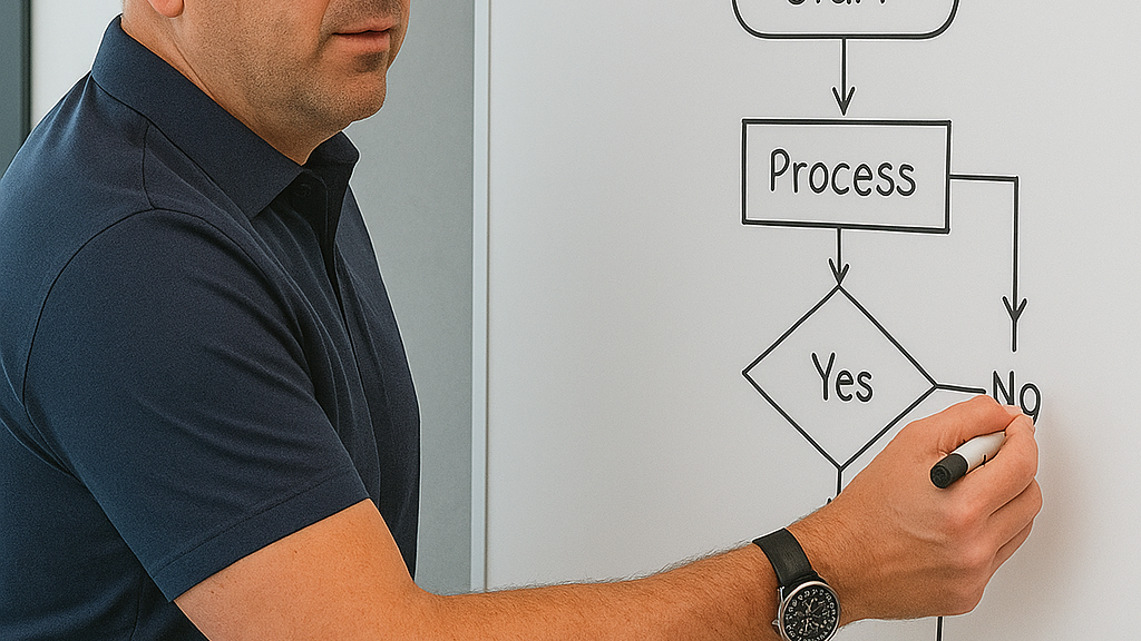 Ville Karesto working through strategy on whiteboard